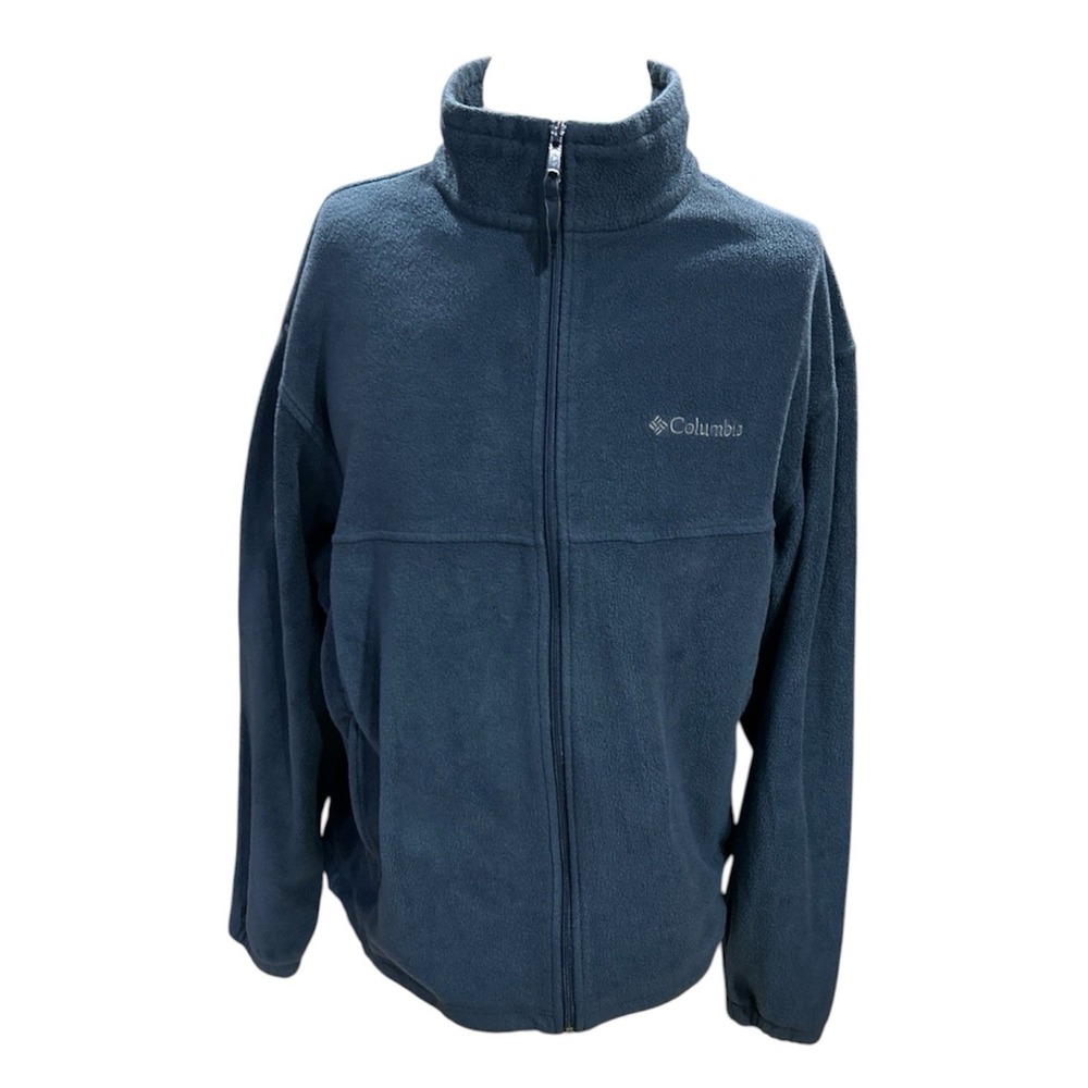 Columbia Mens Fleece Jacket Large Full Zip Blue
